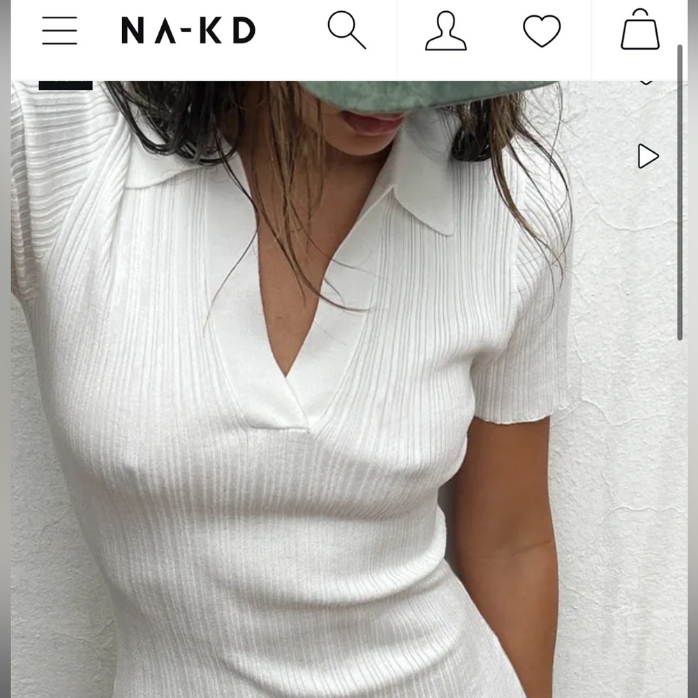 Ivory Rib Knit Collar Midi Dress New w Tags